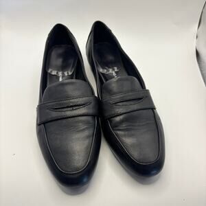 Antonio Melani Black Leather Penny Loafers Women Size 7M Classic Comfort